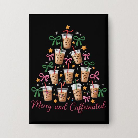 Merry & Caffeinated Xmas Coquette koffie latte Button (Voorkant)