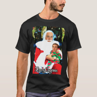 Merry Cagemas Santa Knee Nicolas Cage Christmas Es T-shirt