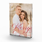 Merry Calligraphy Red Script Holiday Fotoblokken (Rechts)