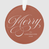 Merry Calligraphy Script Terracotta Photo Ornament (voorkant)