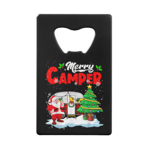 Merry Camper Kerstkerstkerstkerstman Camping Truck Kredietkaart Flessenopener