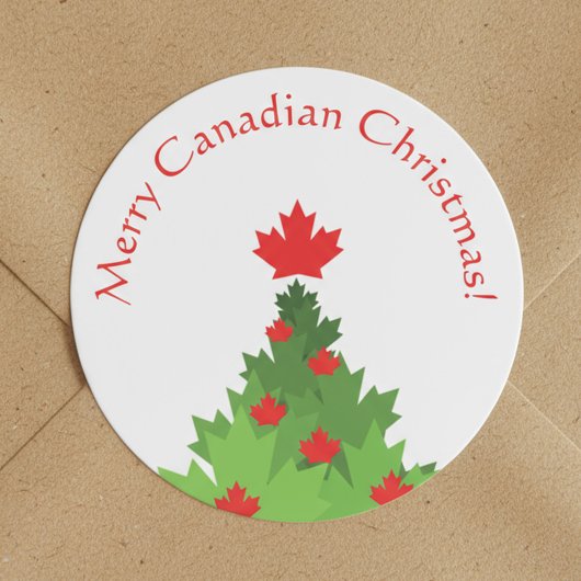 Merry Canadian Flag Maple Leaf kerstboom Ronde Sticker