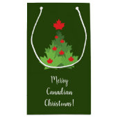 Merry Canadian Maple Leaf Flag Kerstmis Klein Cadeauzakje (Achterkant)