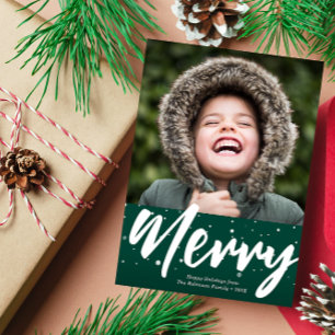 MERRY carte de vacances avec lettrage blanc