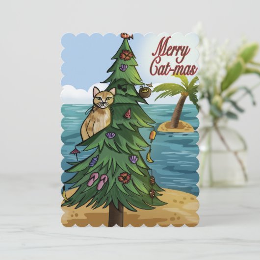 Merry Cat-Mas Feestdagenkaart (Staand voorkant)