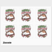 Merry Cat-mas ! Sticker Carré chat de Noël (Feuille)