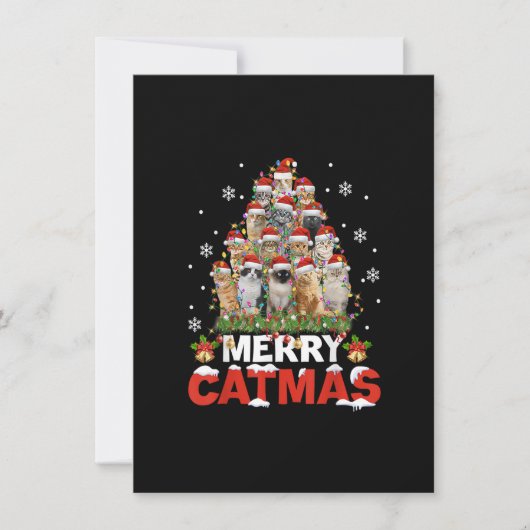 Merry Catmas Cat Kerstmis Pajamas X-mas Ugly Swea Kaart (Voorkant)