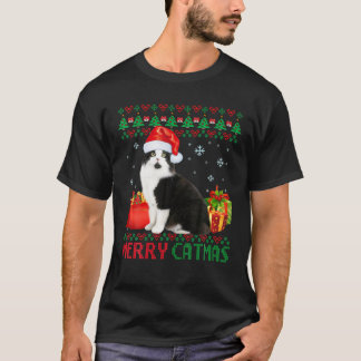 Merry Catmas Cat Ugly Kerstmis, Cymric Mappa T-shirt