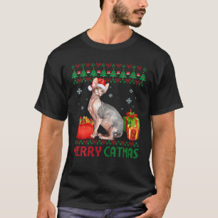 Merry Catmas Cat Ugly Kerstmis Sphynx mam Pap T-shirt