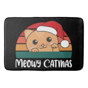 Merry Catmas Funny Cat Kerstmis Badmat