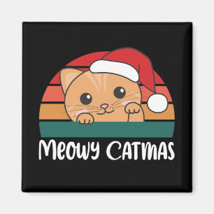 Merry Catmas Funny Cat Kerstmis Magnet Magneet
