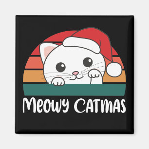 Merry Catmas Funny Cat Kerstmis Magnet Magneet
