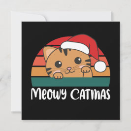Merry Catmas Funny Cat Kerstmis uitnodiging