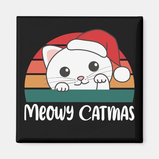 Merry Catmas Funny Chat de Noël Pun Magnet (Devant)
