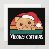 Merry Catmas Funny Chat Noël Pun Invitation (Devant / Derrière)