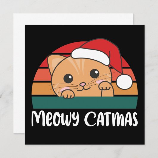 Merry Catmas Funny Chat Noël Pun Invitation (Devant / Derrière)