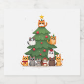 Merry Catmas Funny Christmas Tree, Cats Xmas Meow Sparkling Wijnetiket (Enkel label)