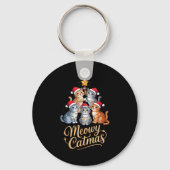 Merry Catmas Funny Christmas Tree Matching Meowy X Sleutelhanger (Voorkant)