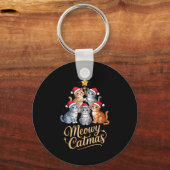 Merry Catmas Funny Christmas Tree Matching Meowy X Sleutelhanger (Voorkant)