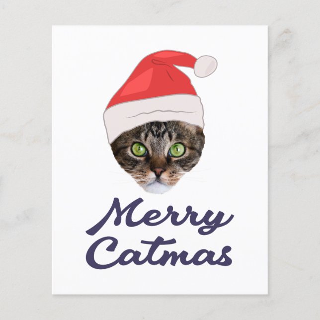 Merry Catmas, kerstkat Santa hat Invitation (Voorkant)