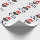 Merry Catmas, kerstkat Santa hat Invitation Cadeaupapier (Hoek)