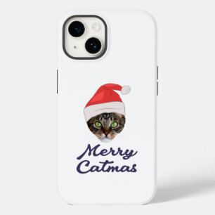 Merry Catmas, kerstkat Santa hat Invitation Case-Mate iPhone 14 Hoesje