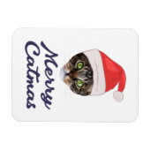 Merry Catmas, kerstkat Santa hat Invitation Magneet (Horizontaal)