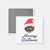 Merry Catmas, kerstkat Santa hat Invitation Magneet (Voorkant / Achterkant)