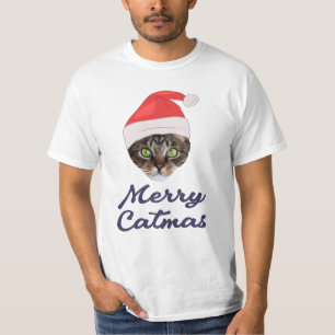 Merry Catmas, kerstkat Santa hat Invitation T-shirt