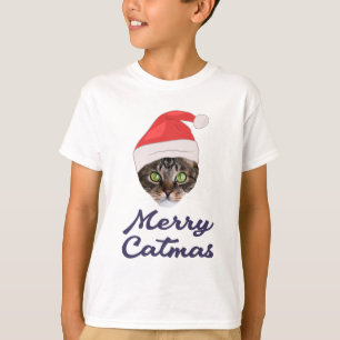 Merry Catmas, kerstkat Santa hat Invitation T-shirt