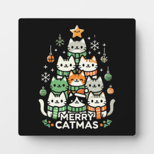 Merry Catmas Schattigee Kerstboom Vakantie Fotoplaat