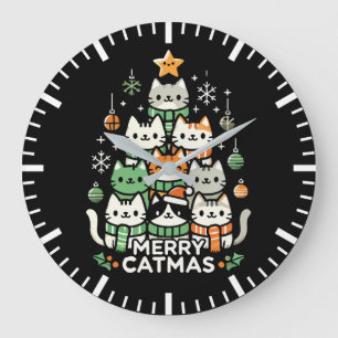 Merry Catmas Schattigee Kerstboom Vakantie Grote Klok