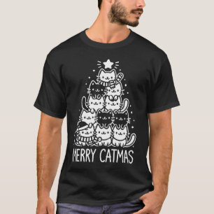 Merry Catmas Schattigee Kerstboom Vakantie T-shirt