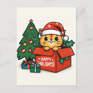 Merry Catmas Surprise: Kerstkat in een doos Kaart