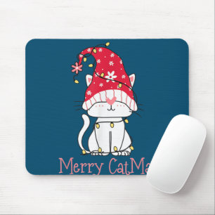 Merry Catmas Xmas Gift Funny Cute Gnomes Cat Muismat