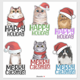 Merry Catsmas Kerst sticker Sheet