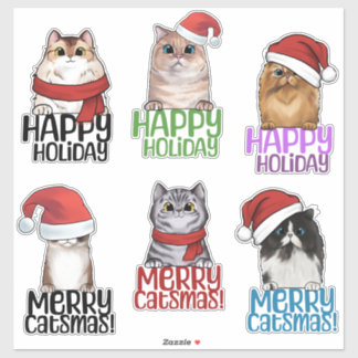 Merry Catsmas Kerst sticker Sheet