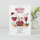Merry Cheer Christmas Party Uitnodiging (Staand voorkant)