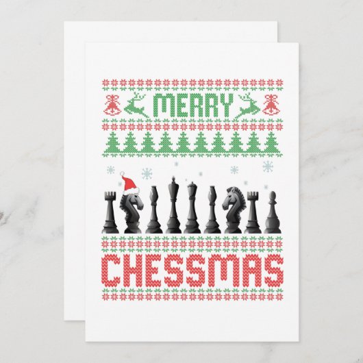 Merry Chessmas Funny Chess - kerstfeest Ugly Sweat Bedankkaart (Voorkant / Achterkant)