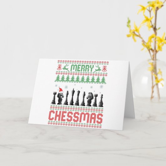 Merry Chessmas Funny Chess - kerstfeest Ugly Sweat Kaart (Gele Bloem)