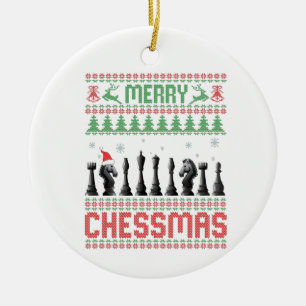 Merry Chessmas Funny Chess - kerstfeest Ugly Sweat Keramisch Ornament