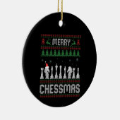 Merry Chessmas Funny Chess - kerstfeest Ugly Sweat Keramisch Ornament (Rechts)