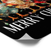 Merry Chickmas Chicken kerstlampjes Santa Hat Poster (Hoek)