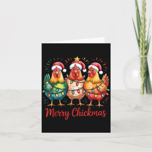 Merry Chickmas Christmas Chicken Santa Hat Chicken Kaart (Voorkant)