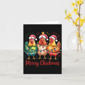 Merry Chickmas Christmas Chicken Santa Hat Chicken Kaart (Gele Bloem)