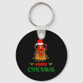 Merry Chickmas Ornament Lights Chicken Farmer Chri Sleutelhanger (Voorkant)