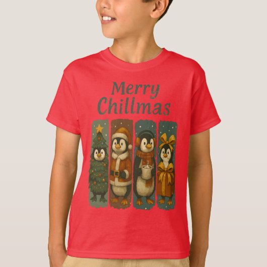 Merry Chillmas Cute Penguins T-shirt (Voorkant)