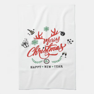 Merry Chirstmas Happy Nieuwjaar Theedoek