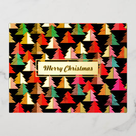 Merry Chirstmas Pine Black. Gepersonaliseerd. Folie Feestdagen Briefkaart