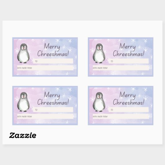 Merry Chreeshmas Penguin Gift Rechthoekige Sticker (Vel)